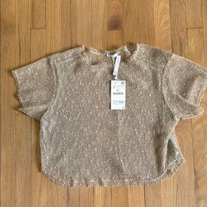 Zara Tan Knit T-Shirt